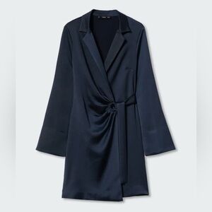 NWT MANGO Navy Wrap Dress